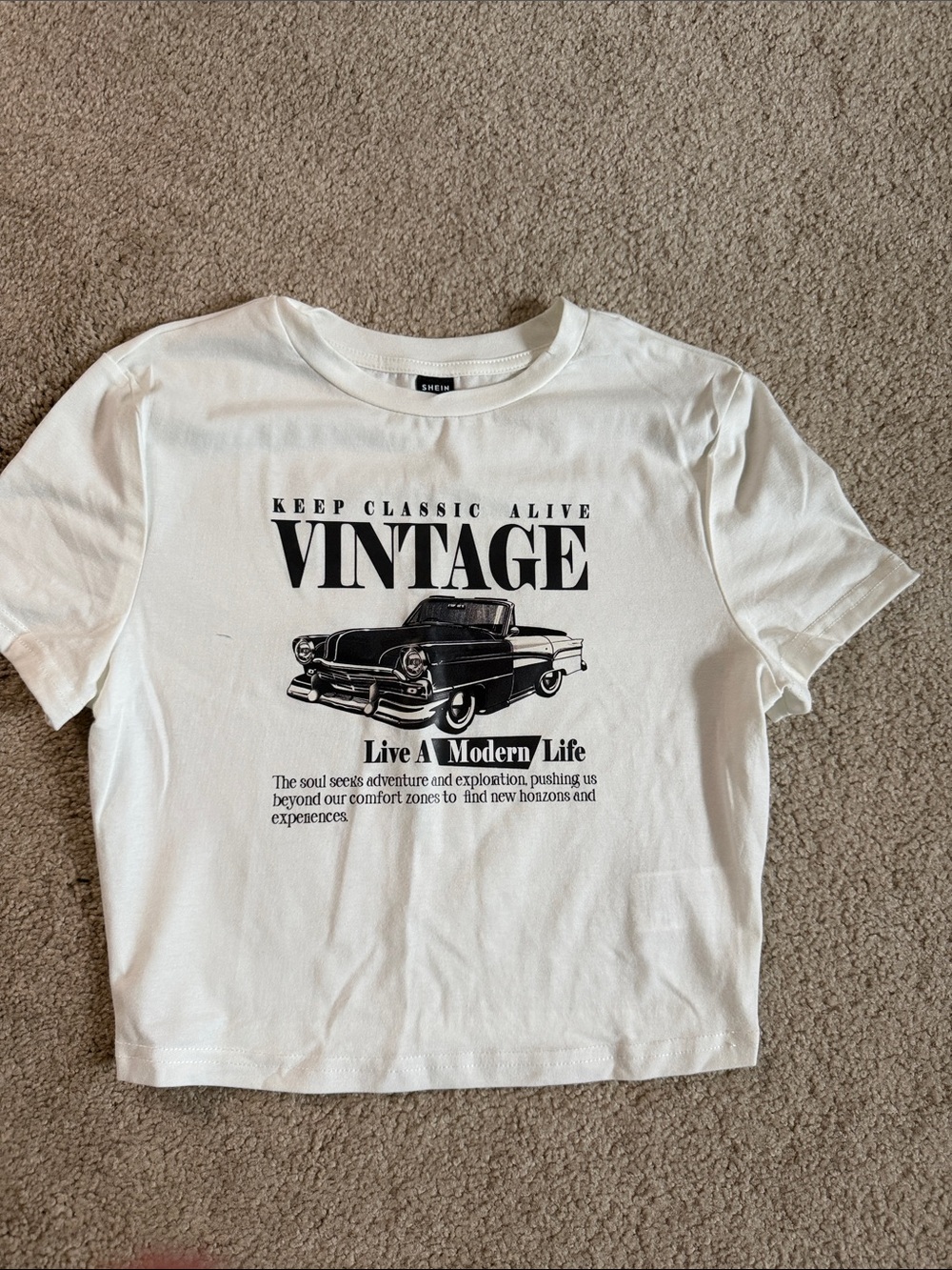 SHEIN White Vintage Graphic Short Sleeve Tee